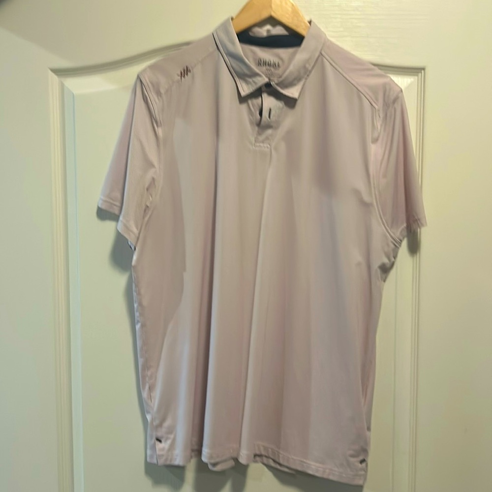 Rhône - Commuter Polo - Size L - Color Described as Blue Red Oxford Dot